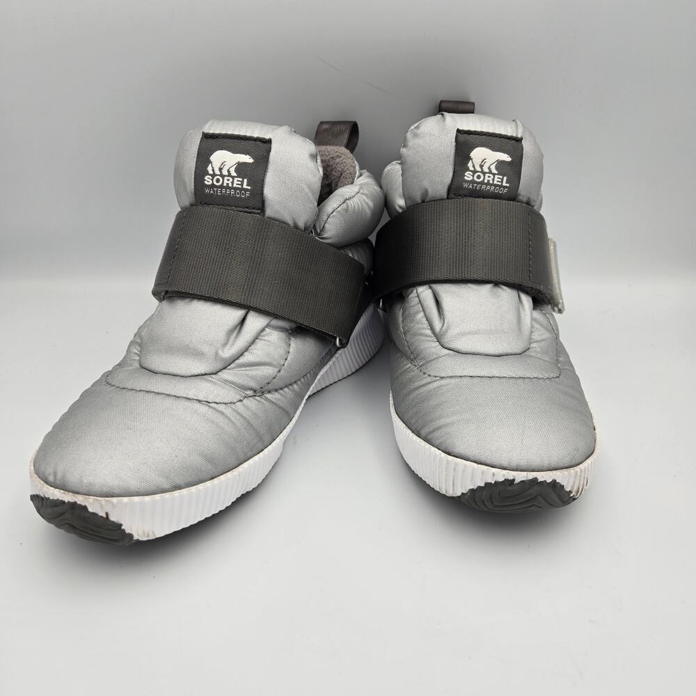 Sorel Out N About Puffy Mid Sneaker Boots – Women’s 5 Silver Waterproof